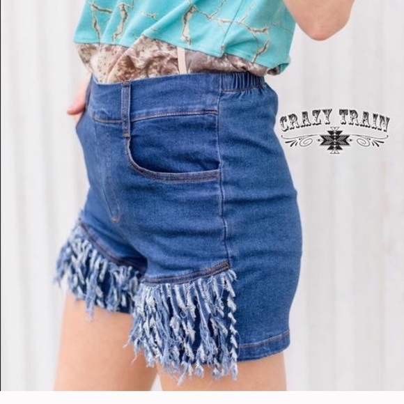 fringe shorts denim